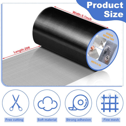 CroBlissful Extra Wide 5 inch x 20 ft Window Screen 5 Inch x 20 ft, Black