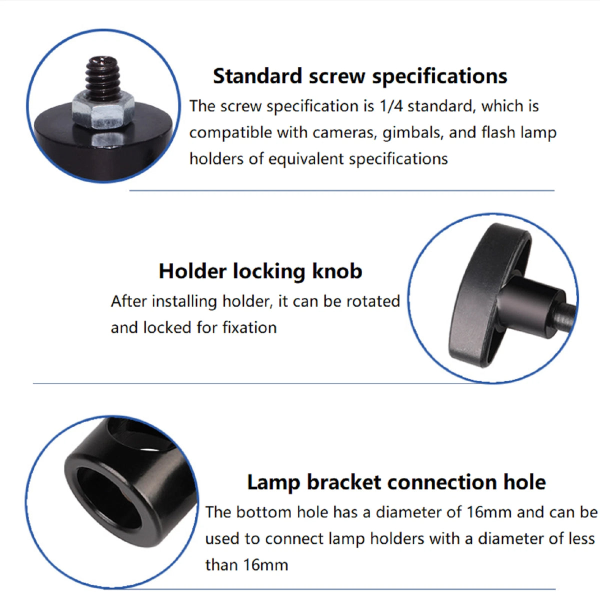 2Pcs SLR Cameras Photography Light 1/4" Screw Adapter Led Support Flash Tripod