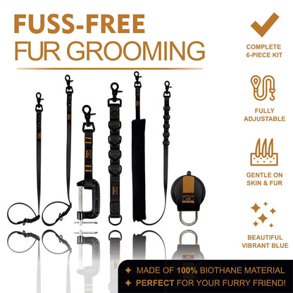 Prestige Elite - Set of 6 - Groomers Helper, Grooming Loops 39 inches, Black