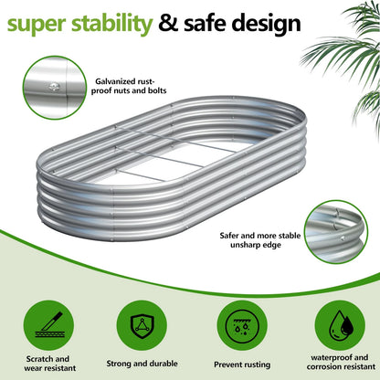 Easllre 2PCS 6x3x1ft Galvanized Metal Raised Garden Bed 6x3x1(2PCS), Silver