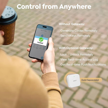 Fingerprint Smart Deadbolt with Keypad – Keyless Entry Standard, Bright Brass