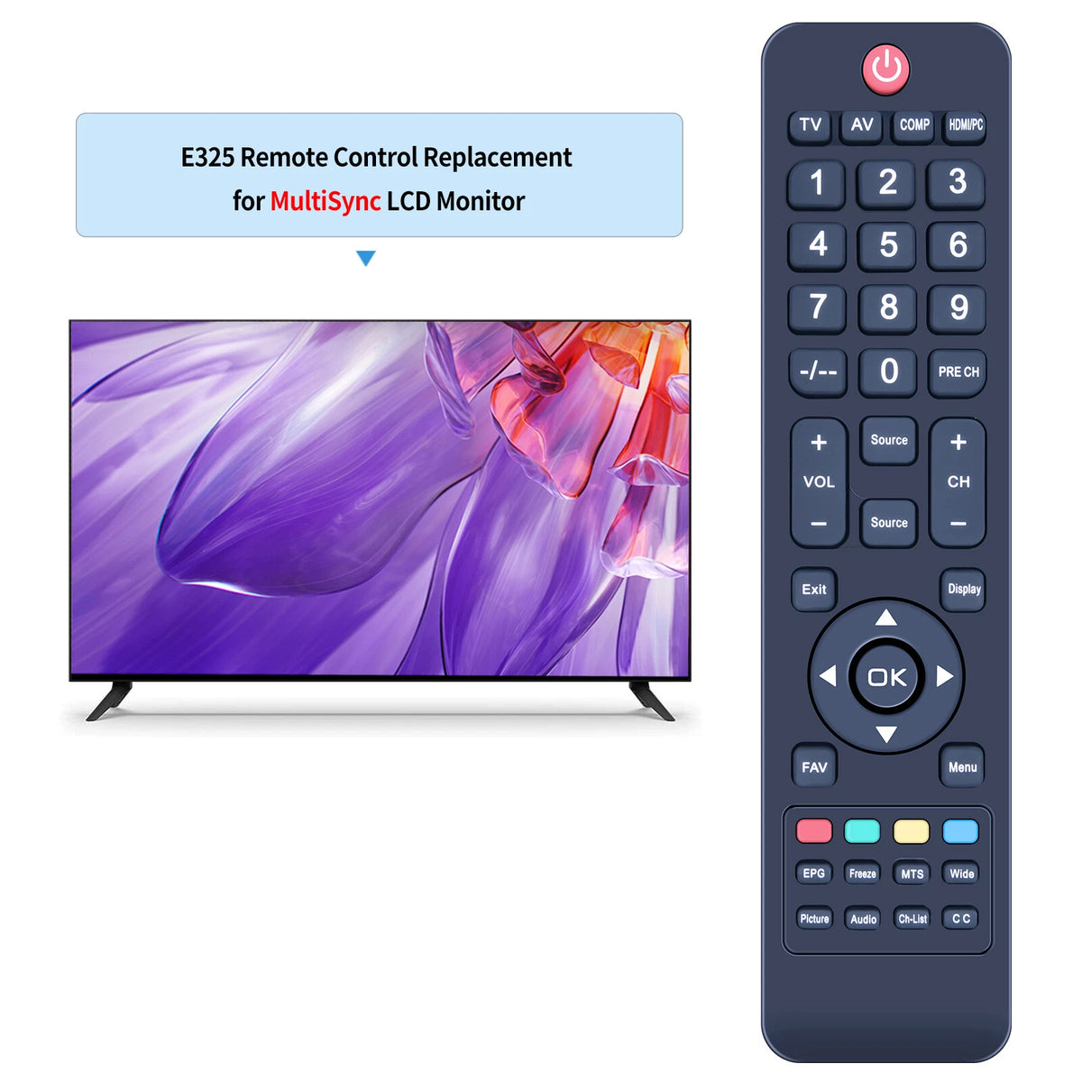 Remote Control For NEC MultiSync RL76F-1 E325 E425 E505 E585 E554 E654 E553 E463