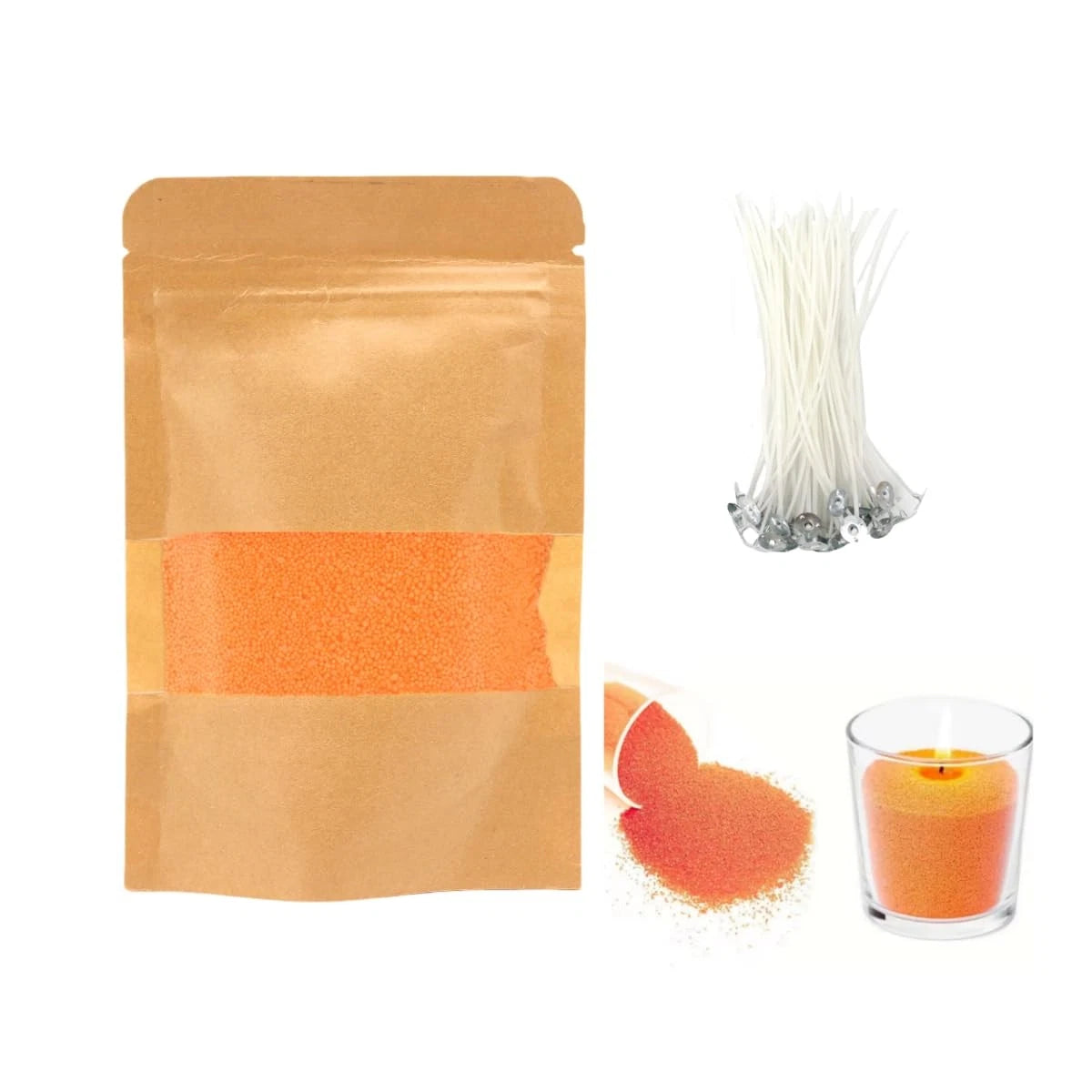 PHYMAT Multi-Color Candle Sand with 50pcs Wicks, 26 cm x 18 x 4 cm, orange