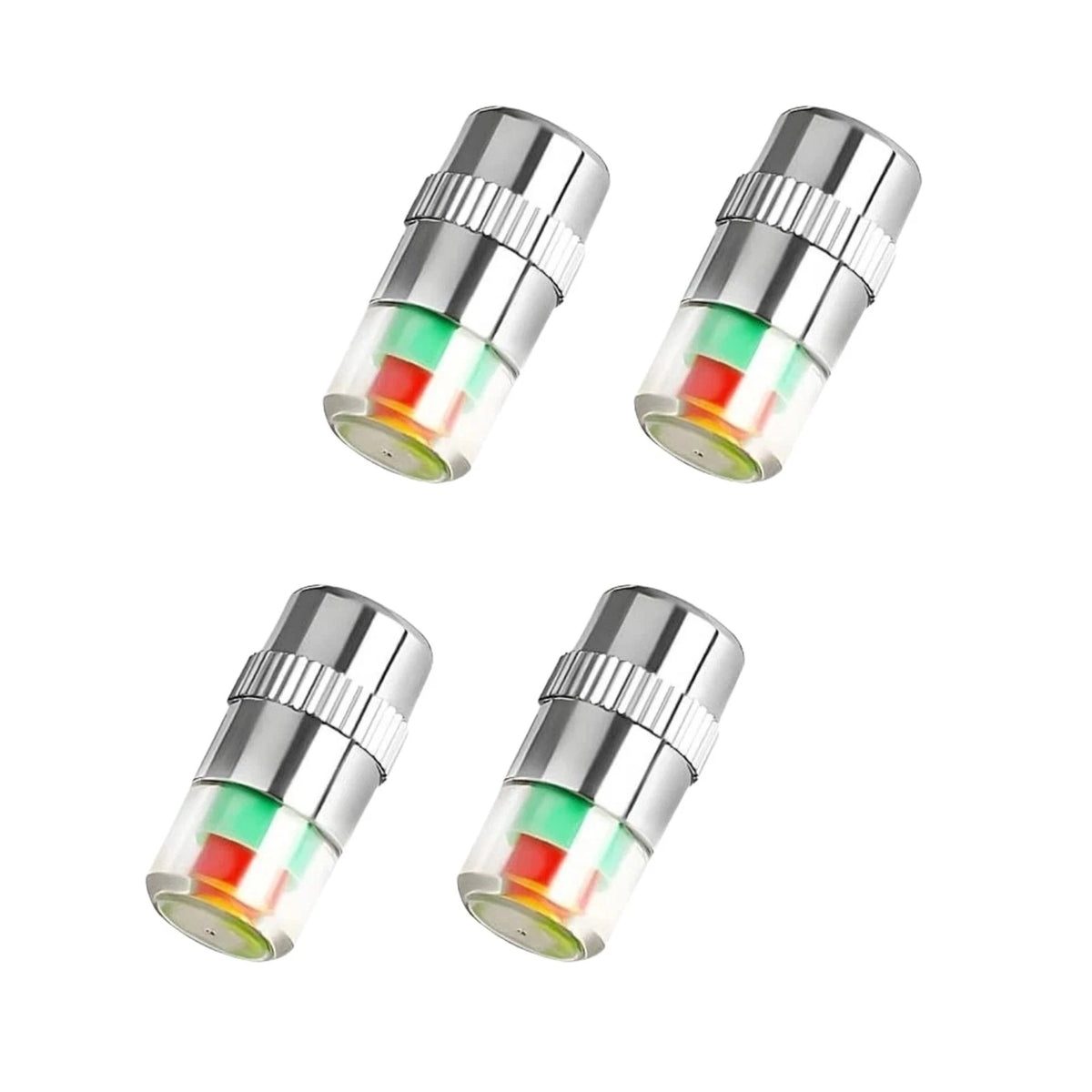 4 PCS Tire Pressure Monitor Valve Caps, 3 Color Visual Alarm Pressure Detectors