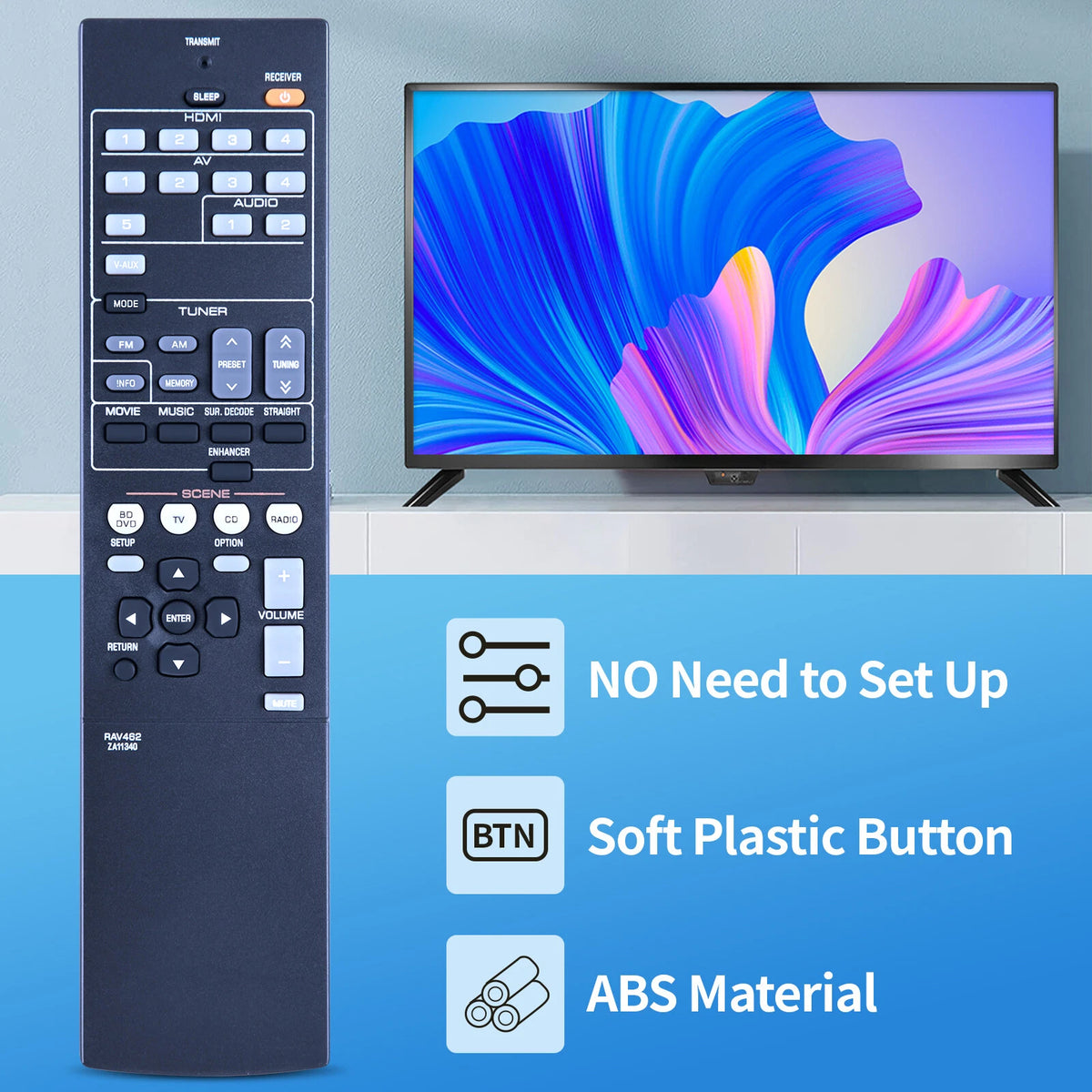 RAV462 ZA11340 Remote Control For Yamaha AV Receiver HTR-2866 HTR2866