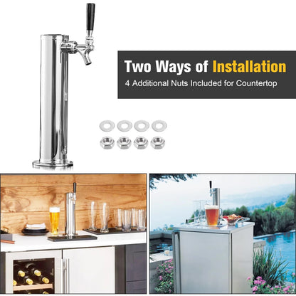Hgkeke Beer Tower Single Tap Draft Tower, Silver