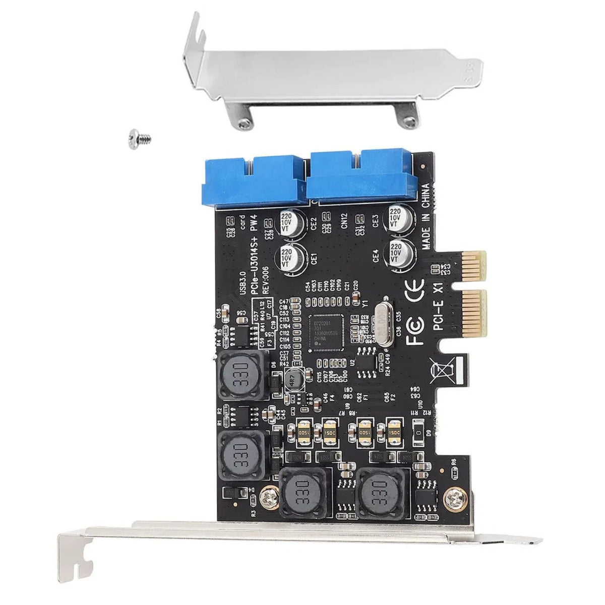 1*PCIE to Internal 2 Port 19Pin Header 4 Port USB 3.0 Expansion Adapter Card