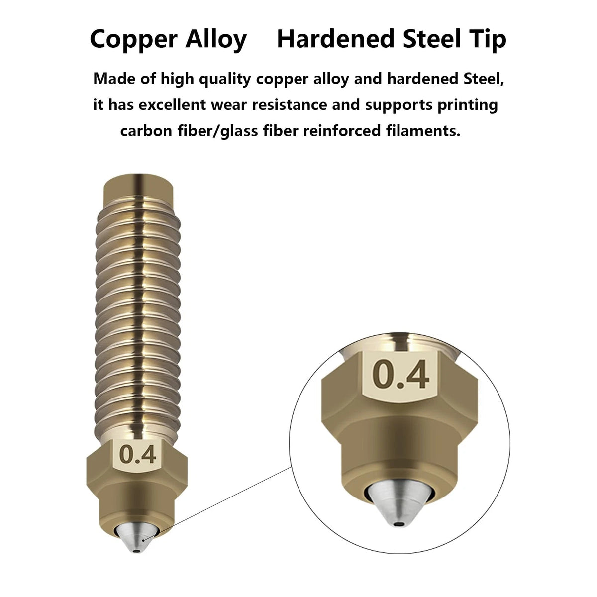 5PCS 0.4mm Nozzles for Centauri Carbon/2, 3D Printer Copper Alloy Hardened...