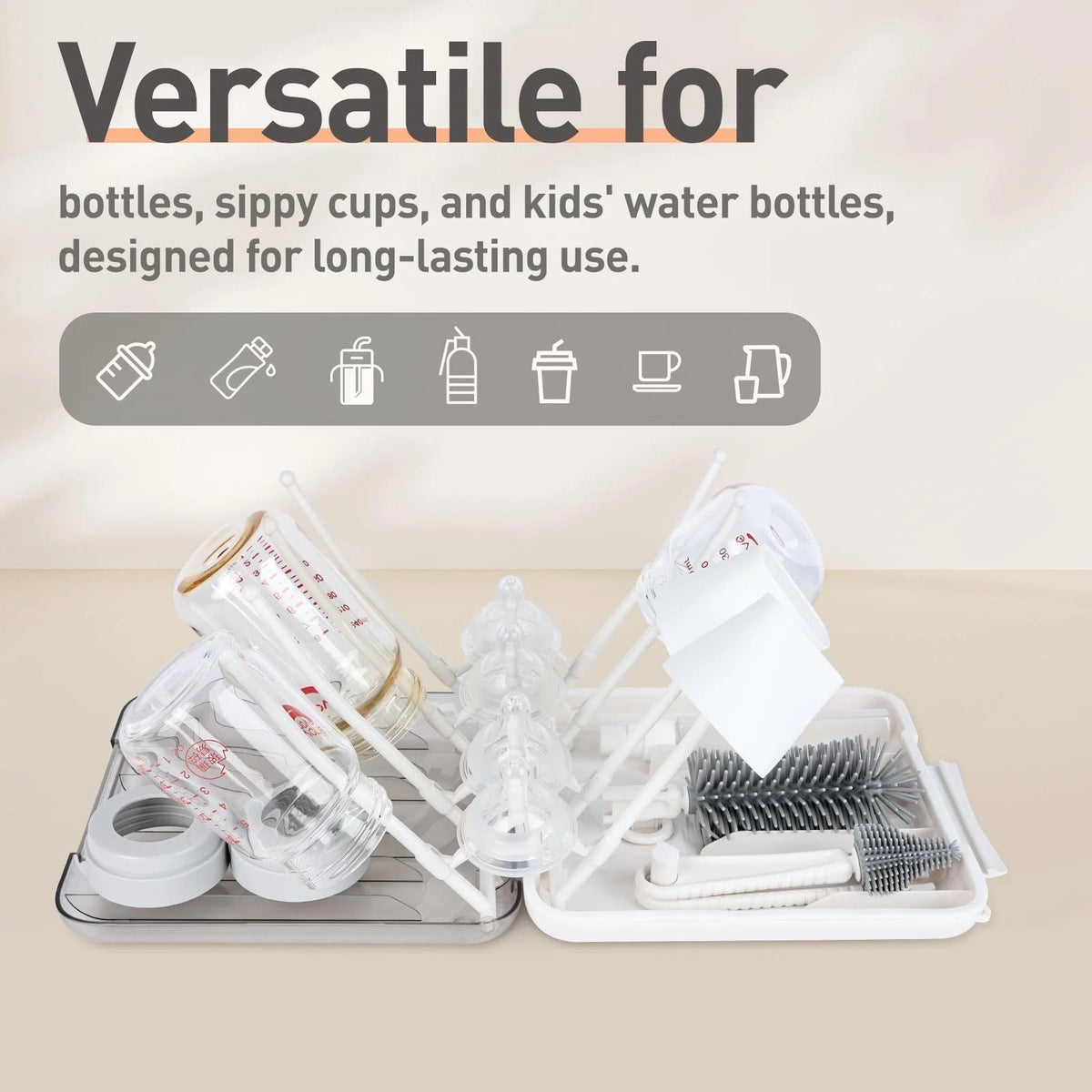 Travel Bottle Cleaner Kit, 6-in-1 Baby 7.4 x 1.8 x 7.8 inches, White