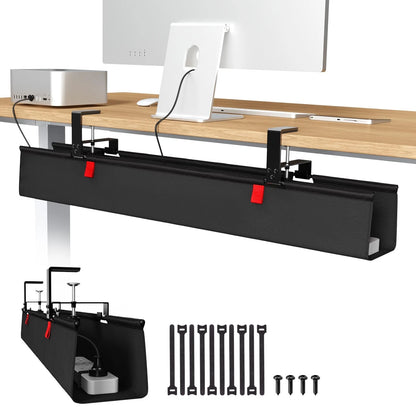 Univivi No Drill Under Desk Cable Management Tray, 36" 36"L x 5.5"W, Black
