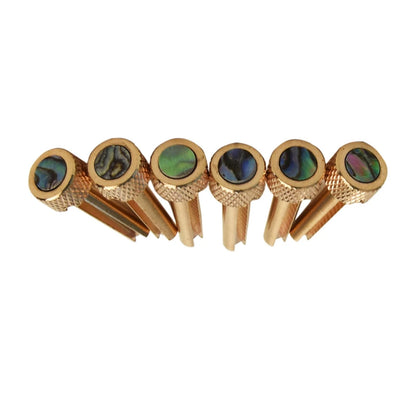 6Pack Flat Top Design Brass Bridge Pins Abalone Dot Inlay For Acoustic Guitar C