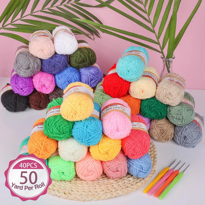 XSEINO Crochet Kit with Hooks Yarn Set - Premium Kit-40Colors