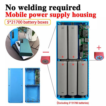 Blue DIY Power Bank Box 5*21700 Battery Charger Case PD22.5W Fast Charging Box E