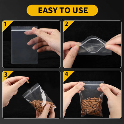 200 Pack Small Plastic Bags For Jewelry, 200pcs(2x3 3x3 3x5 4x6 Inch), clear
