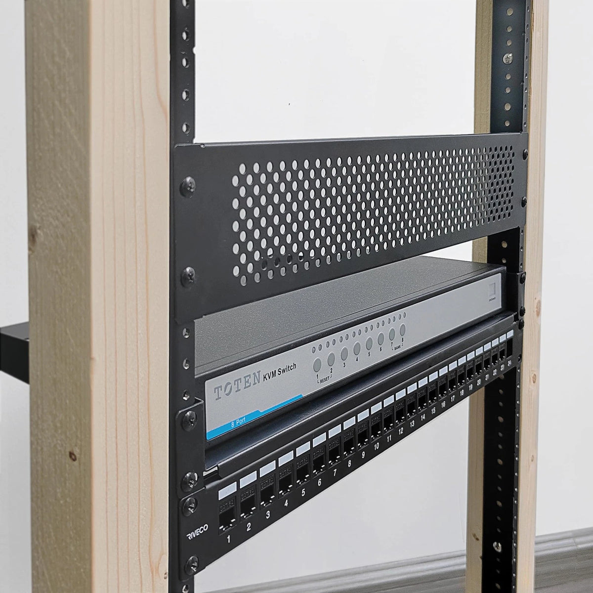 RIVECO 2 PCS 8U Rack Rails, Tapered Holes Mount Rails for 8U, black