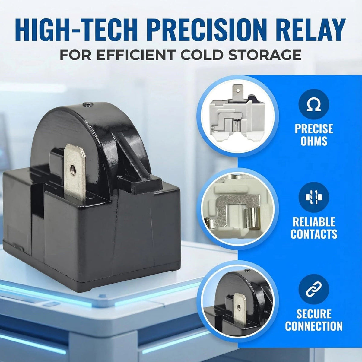 Starter Relay And Overload Protector 1 Pin 4.7 Ohm For Refrigerator Deep Freezer