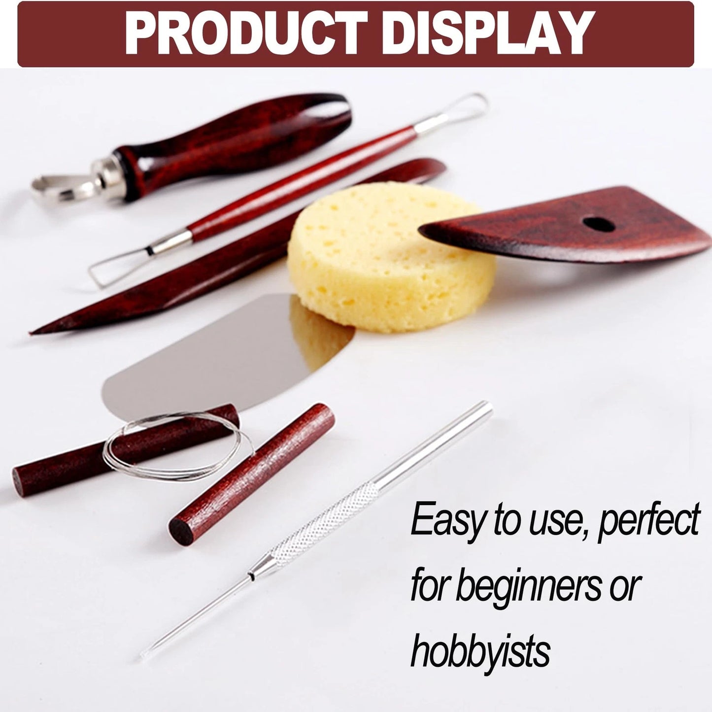 LINPHCEY 8-Piece Clay Sculpting Tools Set Perfect for Polymer RED WOOD - 8PCS
