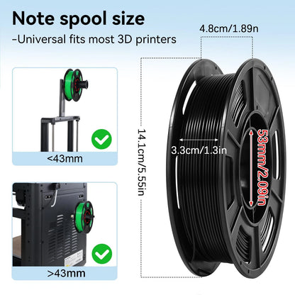 Dynta 3D Printer 1.75 millimeters, 250gx6-black+white+red+green+blue+purple
