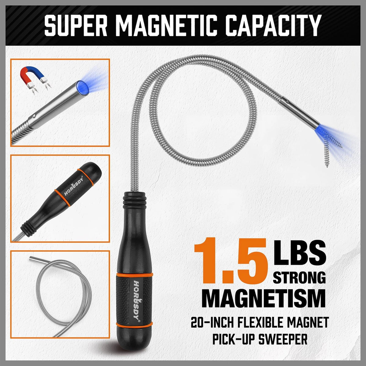 HORUSDY 4-Piece Telescoping Magnetic Pickup Tools Set - 4PCS, 4PCS 5-30.5LB