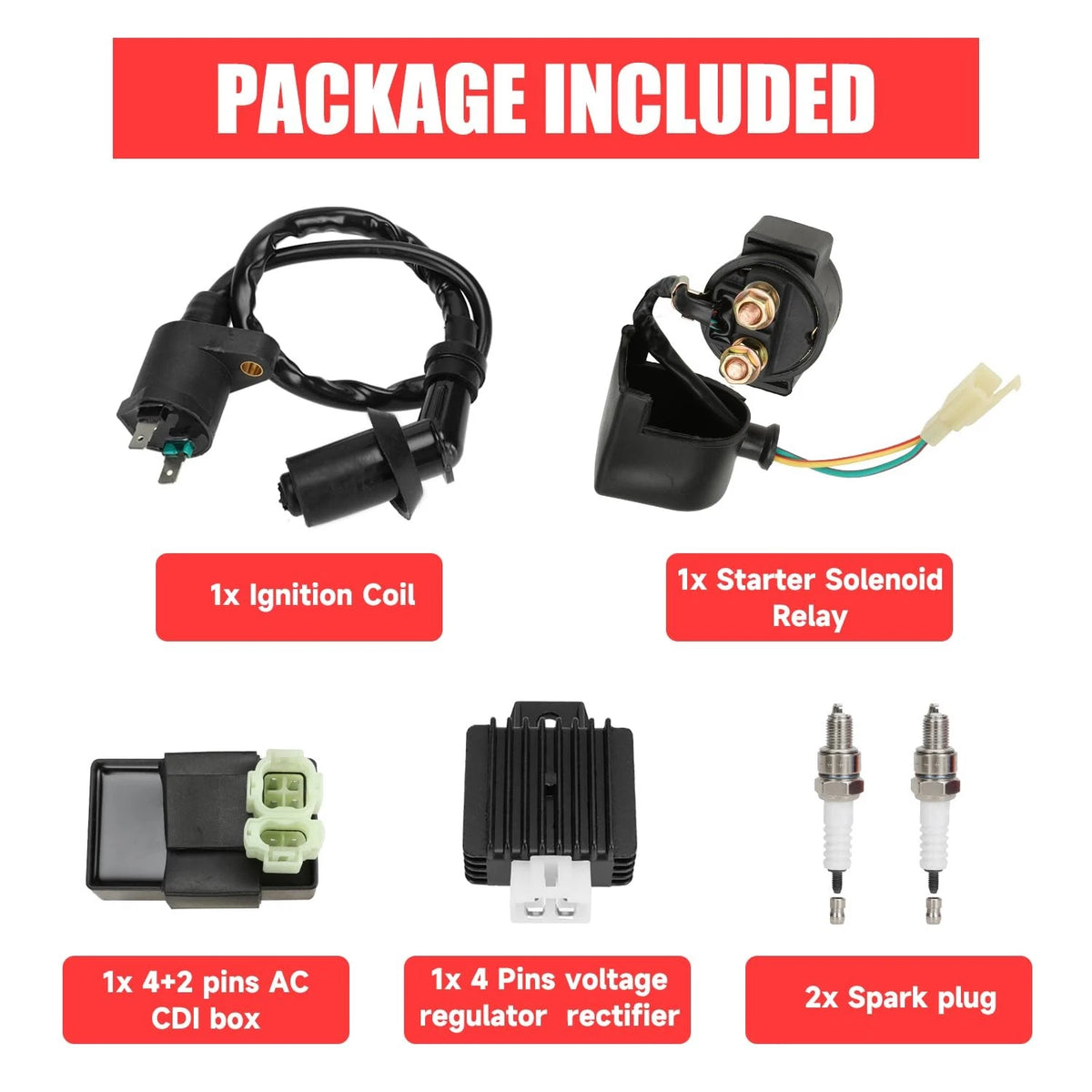 GREHUA GY6 Ignition Coil Starter Solenoid Voltage Regulator CDI Compatible...
