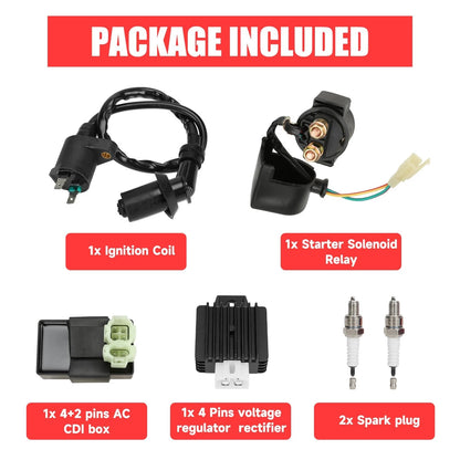 GREHUA GY6 Ignition Coil Starter Solenoid Voltage Regulator CDI Compatible...