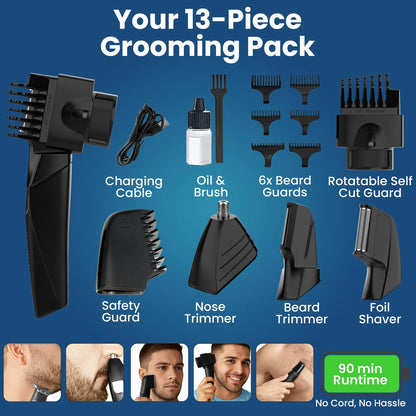 247 Groomed Self Haircut Kit for Men – Electric Hair Trimmer Black