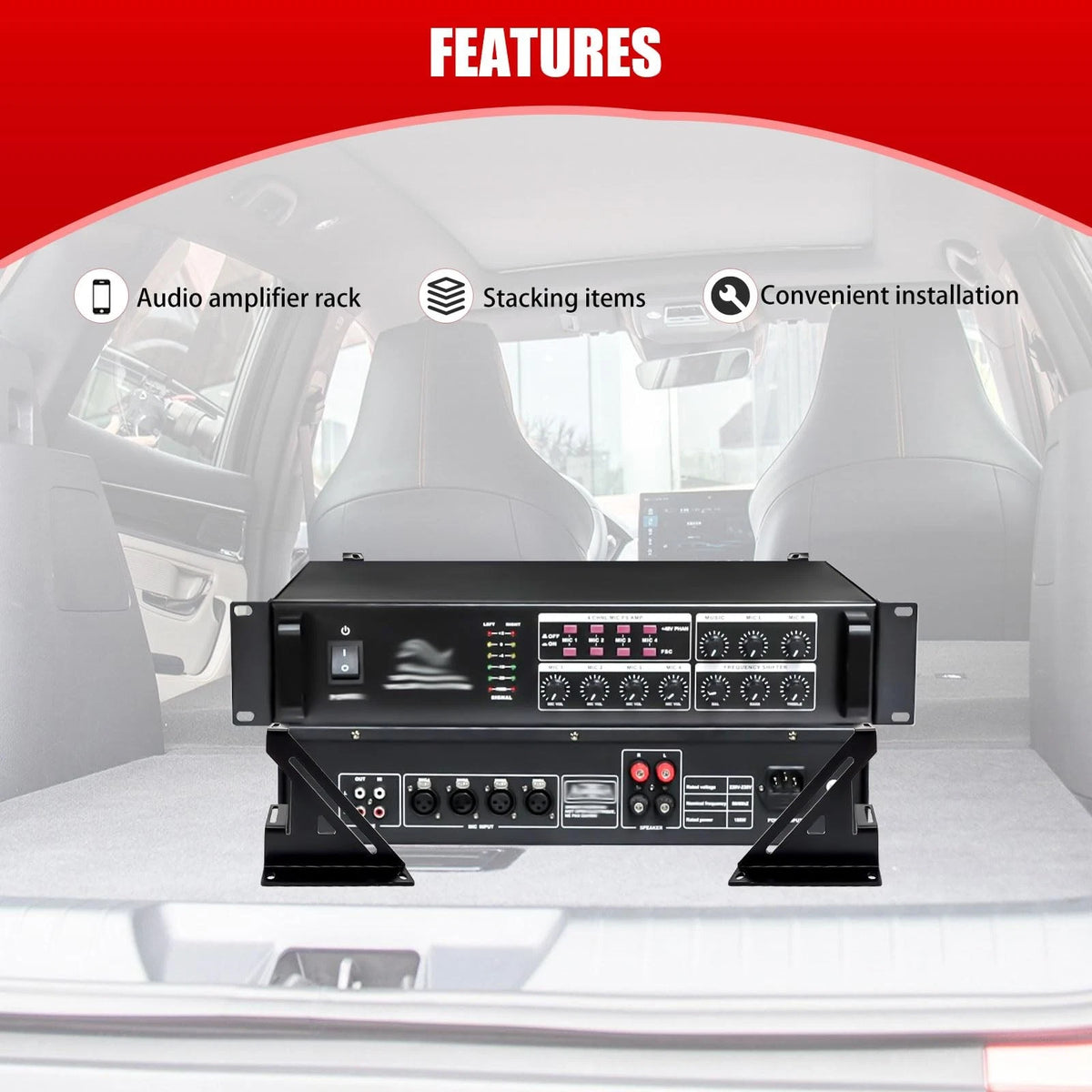 Steel 2 Amp Amplifier Rack Coated by Black Powder  for Car Audio