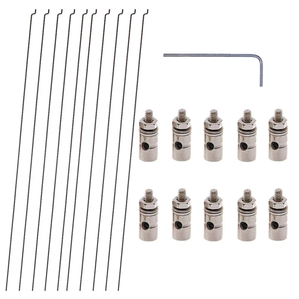 10PCs Steel Z Push Rods 1.2 x 140mm and Adjustable 140mm/5.51, Silver