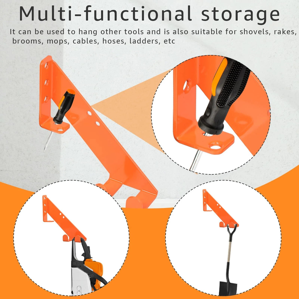 Chainsaw Hanger- Heavy-Duty Chain Saw Wall Mounted 10" x 2.8" x 3.29", orange
