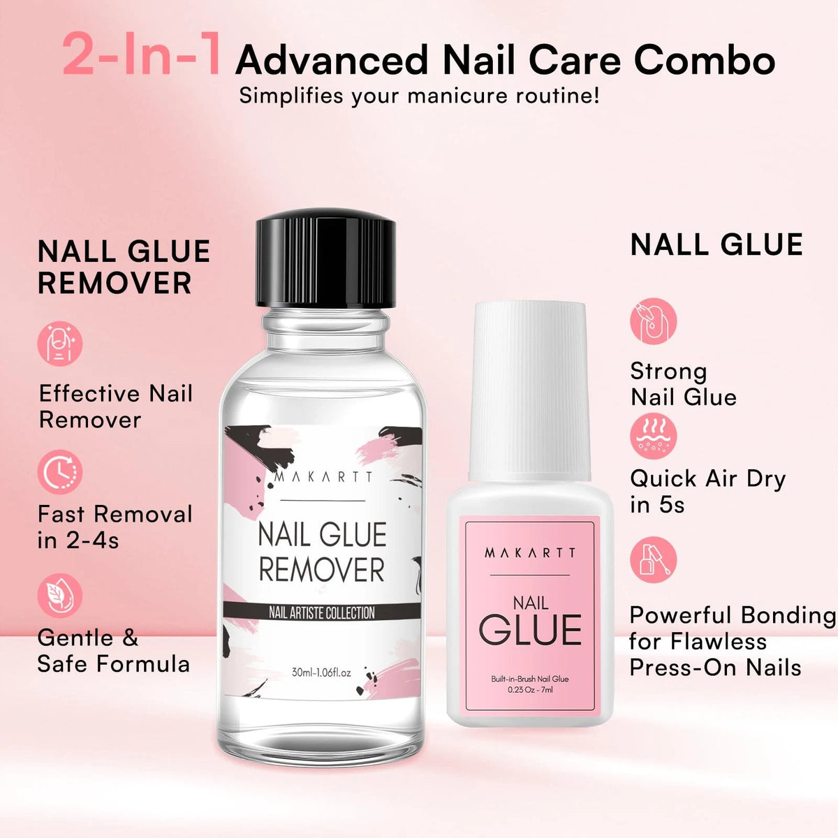 Makartt Nail Glue with 0.23 Fl Oz & 1.06 (Pack of 1 each), Clear