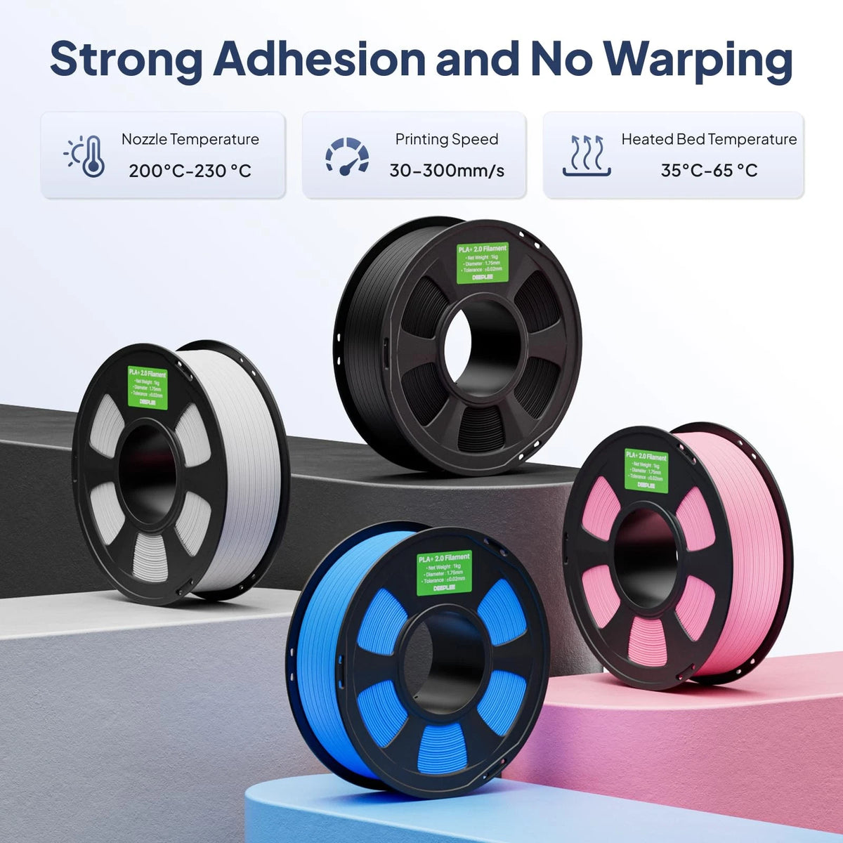 DEEPLEE PLA+ 2.0 Filament 1.75mm, Stronger 1.75 millimeters, 1kg*black