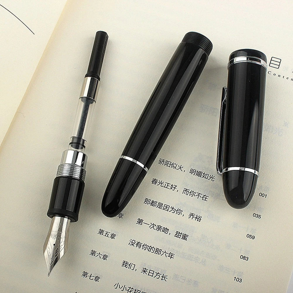 Jinhao X159 Fountain Pen Gift Black With Silver Clip Fine Nib Acrylic Screw Cap