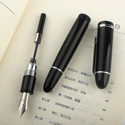 Jinhao X159 Fountain Pen Gift Black With Silver Clip Fine Nib Acrylic Screw Cap