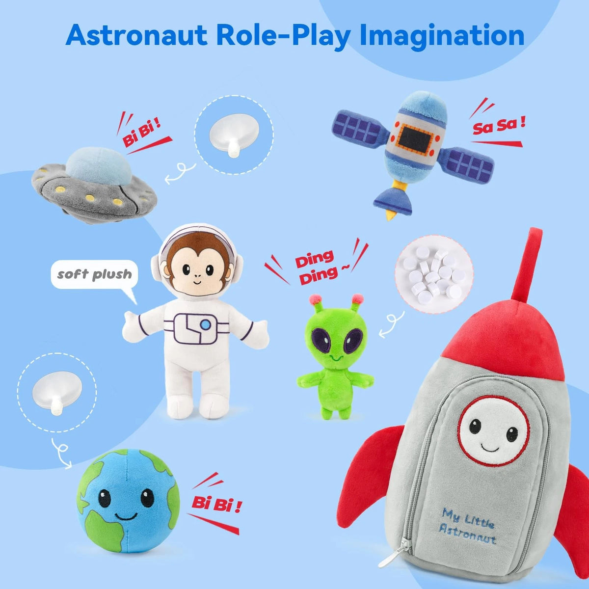 JUSTQUNSEEN Stuffed Plush Astronaut Kit for Baby Small, Toy Set