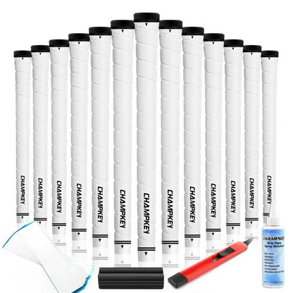 CHAMPKEY X-WEAVE Rubber Golf Grips 13 Pack with Full Repair Kits - White