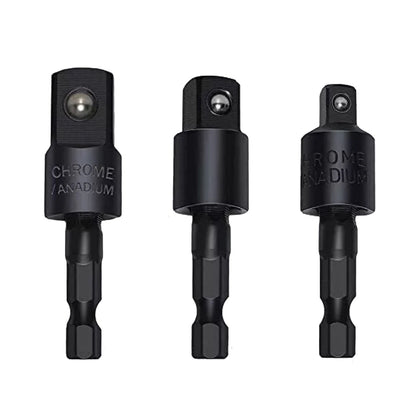 3pcs 360 Degree 1/4in Hex Shank 1/4in 3/8in 1/2in Extension Socket Adapter
