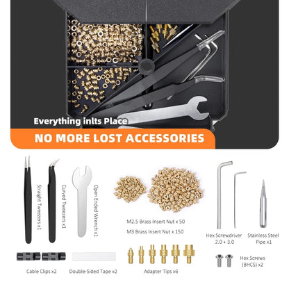 Heat Set Insert Tool with 90W Soldering Iron & Brass Inserts 3D Nutopress V2