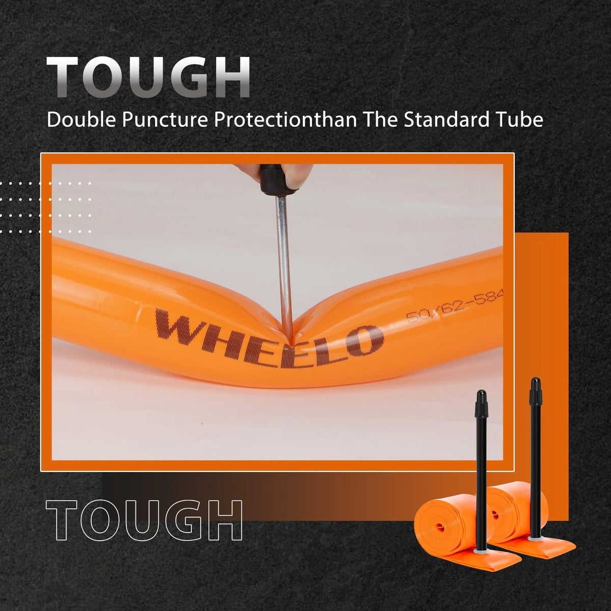 2-Pack TPU 700C×18-32C Bike Inner Tube, Ultralight (ALLRoad & 65mm, Orange