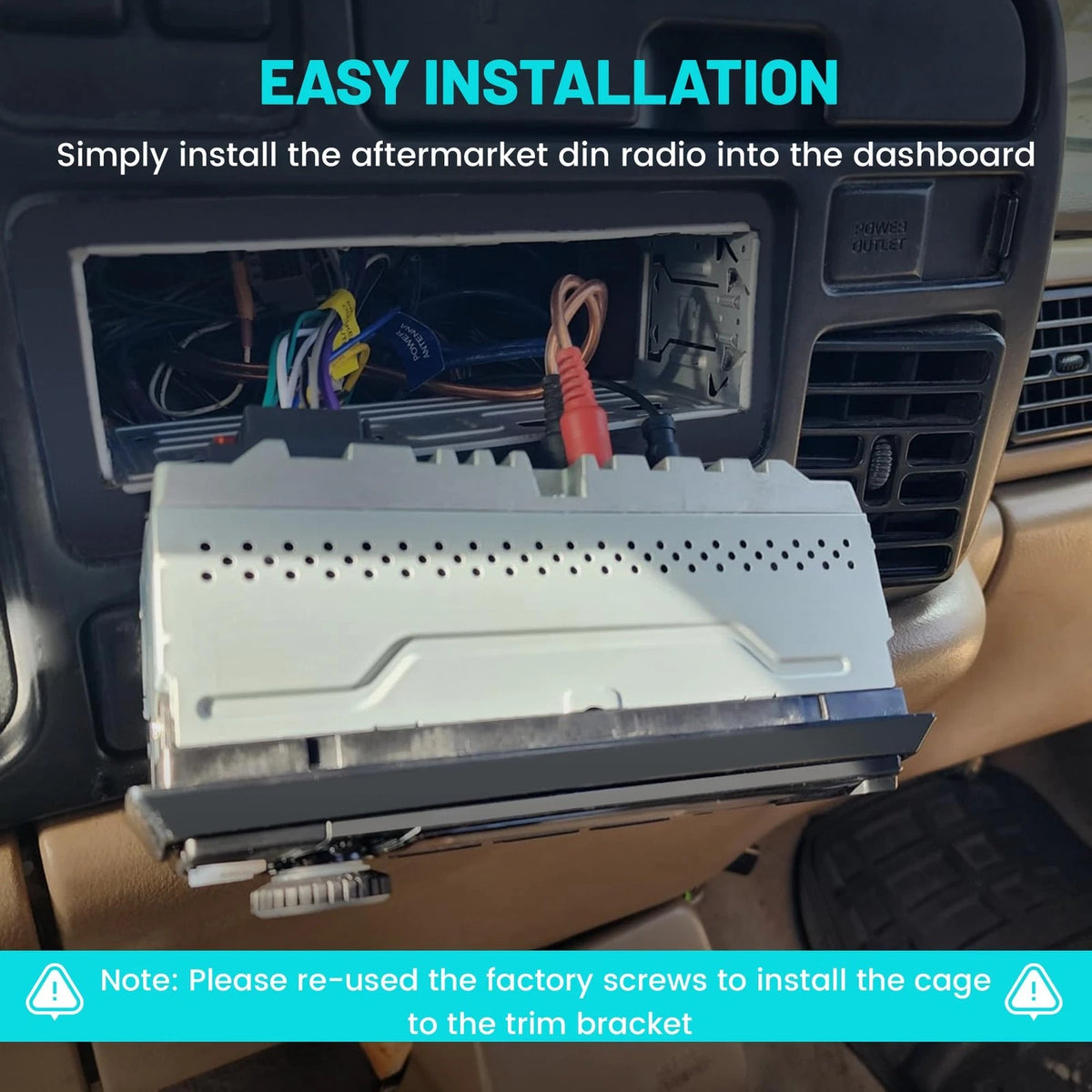 NuIth Universal Single Din Stereo Radio Replacement Fitting Cage Kit, 1 Din...
