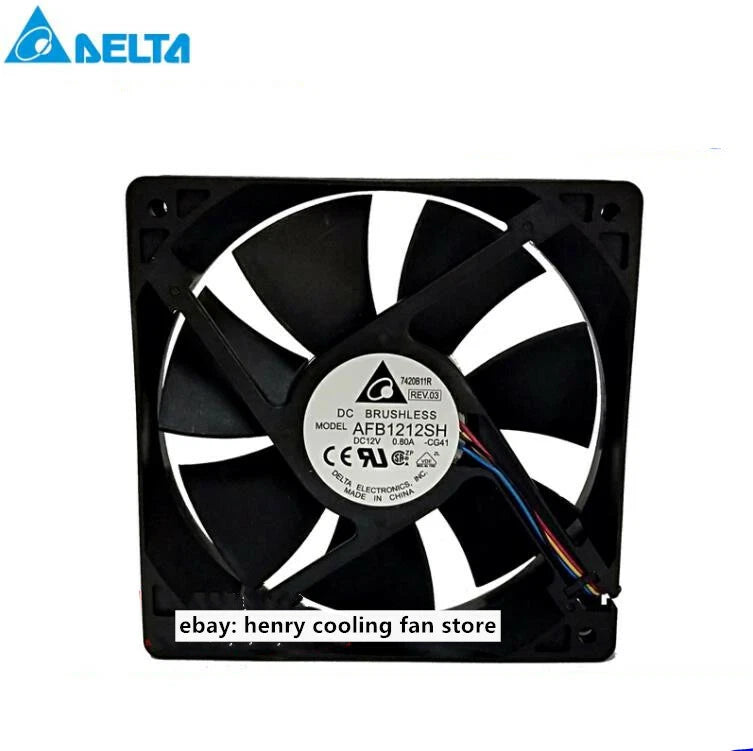 Delta AFB1212SH Axial fan DC 12V 0.8A 120*120*25MM 4pin  Server cooling fan