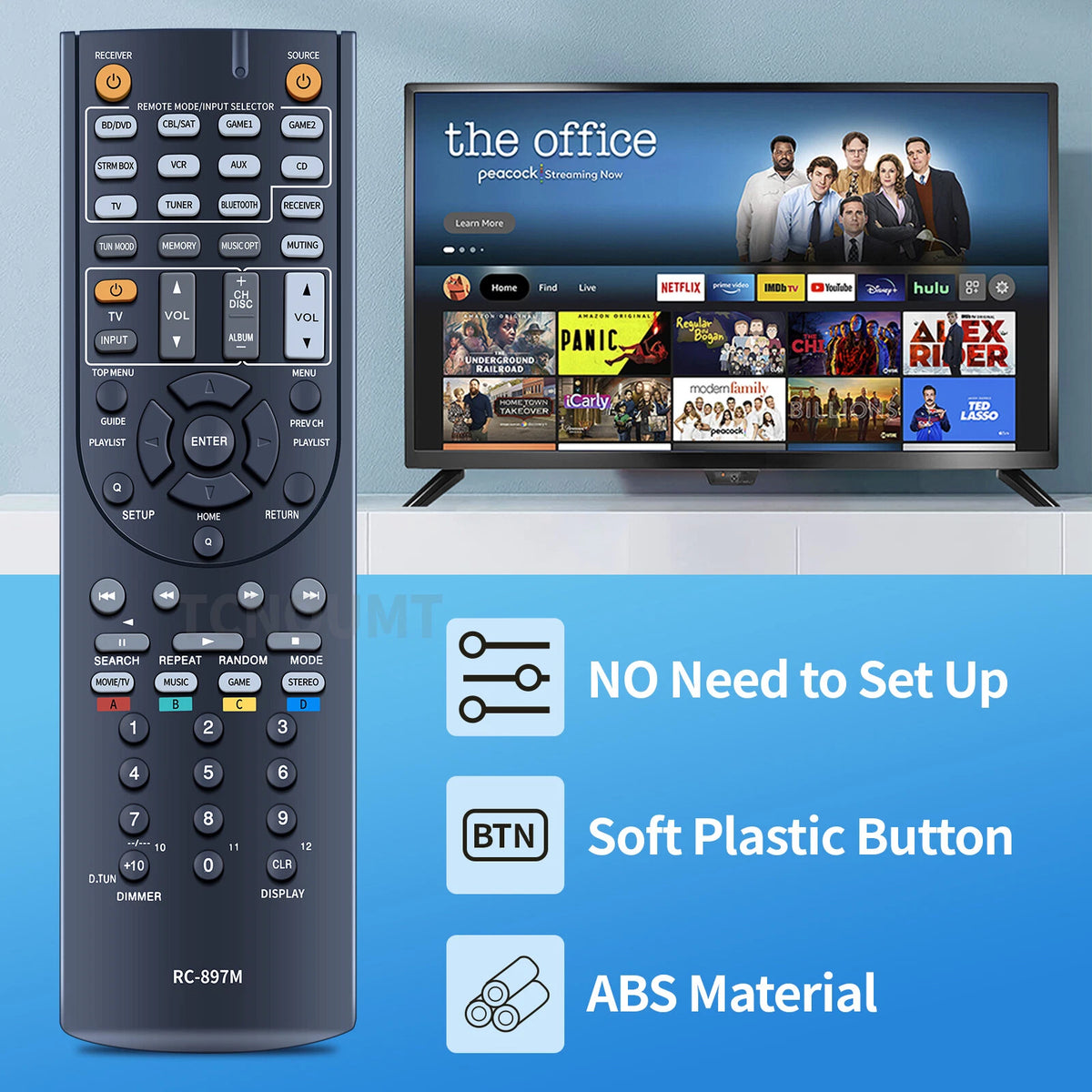 RC-897M Remote Control For Onkyo Receiver HT-R494 HT-S5800 TX-SR343