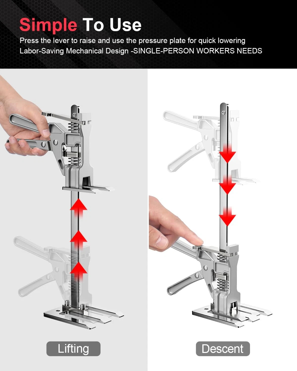 Kolvoii Labor Saving Arm Jack 2 Pack, 10" Height-Adjustable Large, Silver A