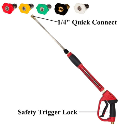 Hourleey Pressure Washer Gun, Red High Power Gun with Replacement