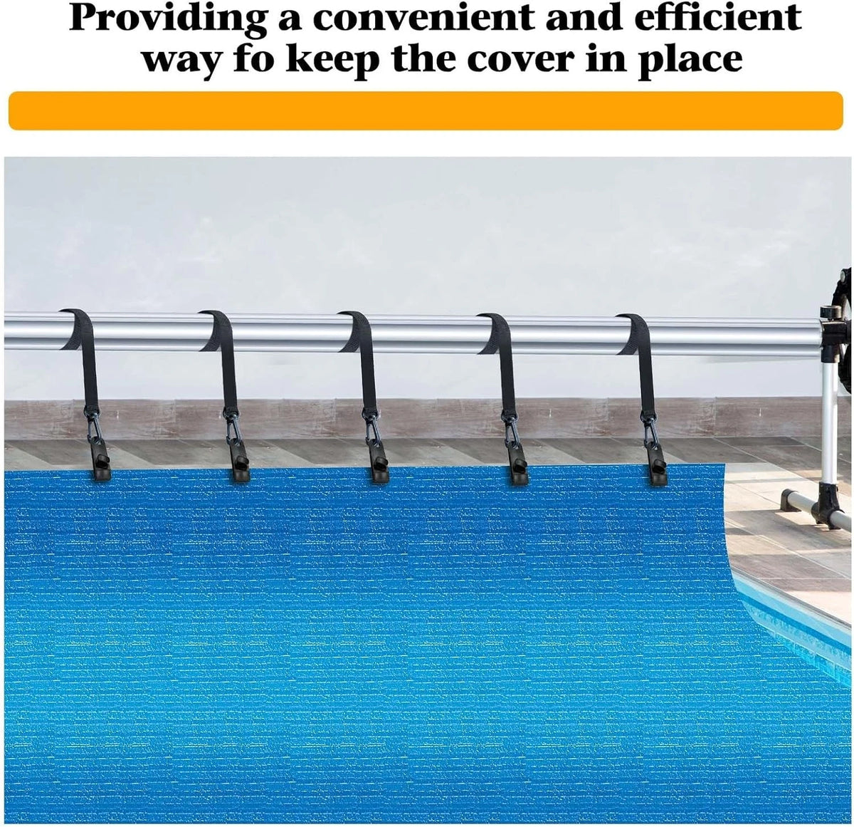 30Pcs Upgraded Pool Solar Cover Reel Straps 30 PCS, black
