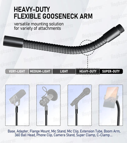 13-INCH Heavy-Duty Microphone Flexible Gooseneck Hose Arm - 13-INCH, black