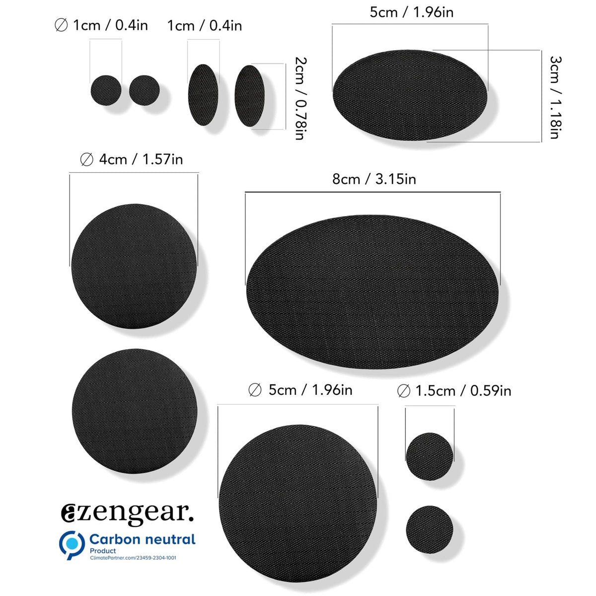 Self-adhesive Repair Patches for Jackets, Tents, Different Sizes, Black