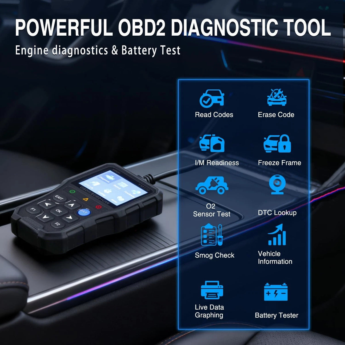 Nilight YM519 2.8” Large Screen OBD2 Scanner - Enhanced Automotive Computer B