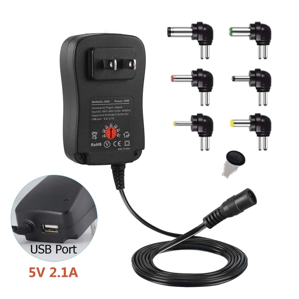 Universal AC/DC Adapter 3V-12V Adjustable for DIY Circuits Electronics Gizmos