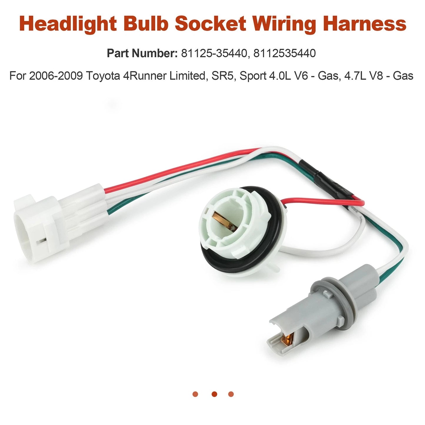 Headlight Bulb Socket Wiring Harness For Toyota 4Runner 2006-2009 81125-35440