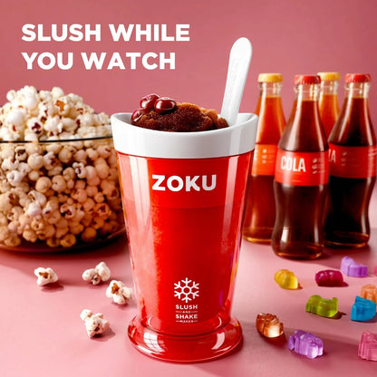 Zoku Jumbo Slushie Cup With Spoon Freezer Core Single-Serve Cup, Red